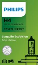 PHILIPS LAMPARAS 12342LLECOC1 - H4 LONGLIFE ECOVISION 12V60/55W P43T-38